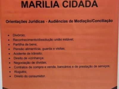 Cejusc Itinerante acontece dia 4 de outubro em Marília. Ação do TJSP trará serviços de cidadania e acesso gratuito à Justiça no centro da cidade em várias áreas de conciliação via atendimento gratuito. Confira benefícios!