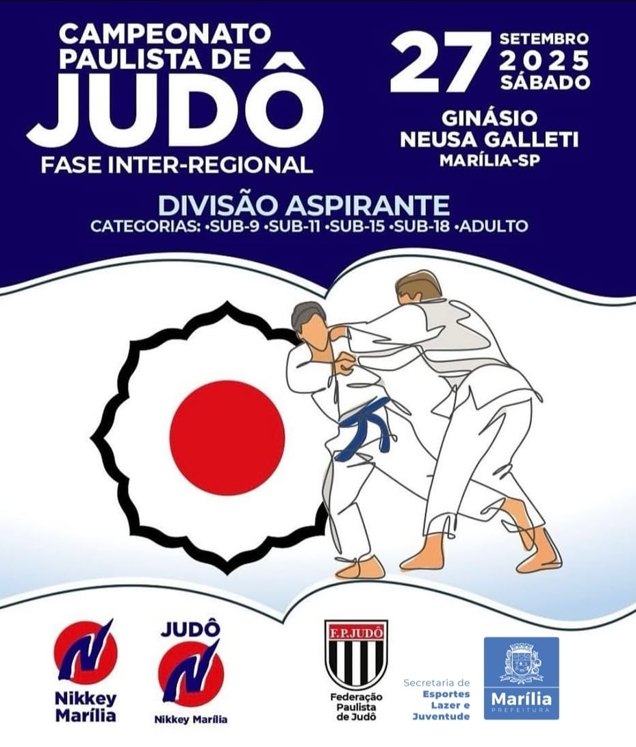 Marília sedia fase do Campeonato Paulista de Judô neste sábado (27) e expectativa é receber mais de 800 pessoas no “Caldeirão de Esportes” da cidade. 350 atletas de 30 municípios