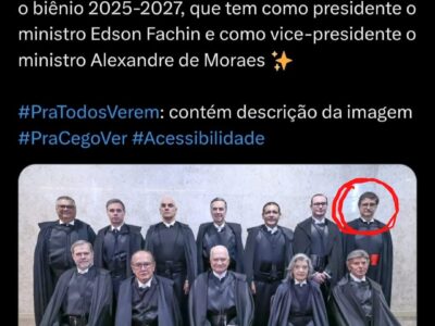 Vergonha mundial: foto oficial do STF, com composição dos novos presidente e vice, traz Paulo Gonet, do Ministério Público, como o “12º integrante”. Assim não se faz justiça em lugar nenhum do mundo