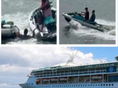 Com nome falso e dívida de jogo, passageiro pula de navio e é preso após resgate de jet ski