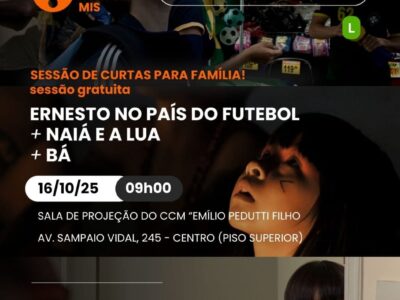 Cultura e Cinema Pontos MIS apresentam sessão infantil com exibição de curtas-metragens. Será amanhã. Confira e saiba sobre os filmes que serão exibidos
