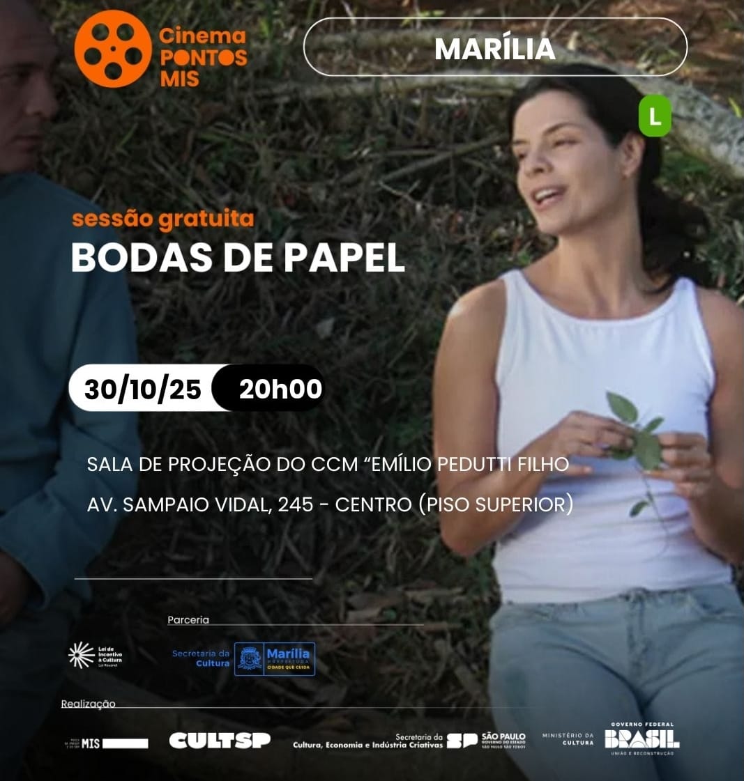 Cultura exibe filme “Bodas de Papel” em sessão gratuita nesta quinta-feira em Marília. Um história de amor e destino em um cidade que corre o risco de desaparecer nas águas. Saiba mais