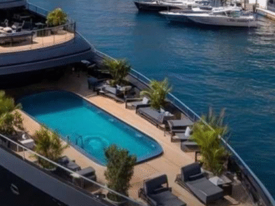 Entre o glamour e o absurdo: Um verdadeiro palácio flutuante rouba a cena em Mônaco, com luxo digno da realeza e até cinema a bordo