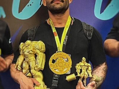 Mariliense Matheus Guru é campeão do Levantamento Terra/ Deadlift Open (100 kg) no Mister Olympia Brasil, em São Paulo, ao levantar 270 quilos. Maior peso levantado na competição