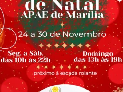 APAE Marília realiza Bazar de Natal no Marília Shopping até o dia 30 deste mês. Confira no local uma grande variedade e lindos produtos artesanais para você ou presentear