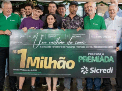 Moradora de Planalto, no Paraná, é contemplada com prêmio de R$ 1 milhão da campanha Poupança Premiada Sicredi. Cooperativa distribuiu mais de R$ 4,2 milhões ao longo de 2025