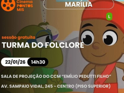 Cinema Pontos MIS promove sessão especial infantil com exibição de “Turma do Folclore”. Atividade gratuita acontece nesta quinta-feira (22), na Sala de Projeção do CCM