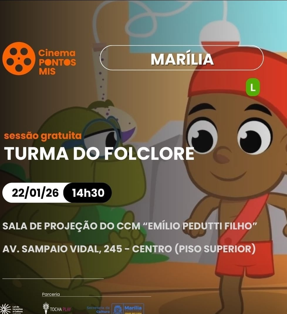 Cinema Pontos MIS promove sessão especial infantil com exibição de “Turma do Folclore”. Atividade gratuita acontece nesta quinta-feira (22), na Sala de Projeção do CCM