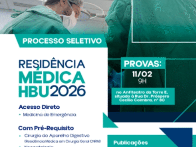 Medicina de Emergência HBU abre Processo Seletivo para Residência Médica em nova modalidade. Confira e se inscreva por aqui