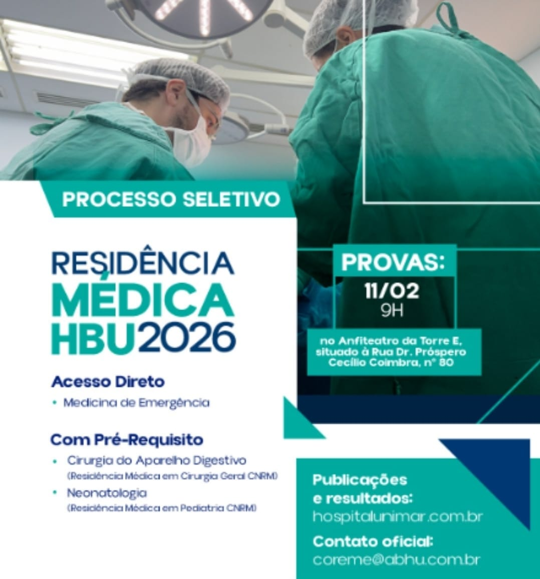 Medicina de Emergência HBU abre Processo Seletivo para Residência Médica em nova modalidade. Confira e se inscreva por aqui