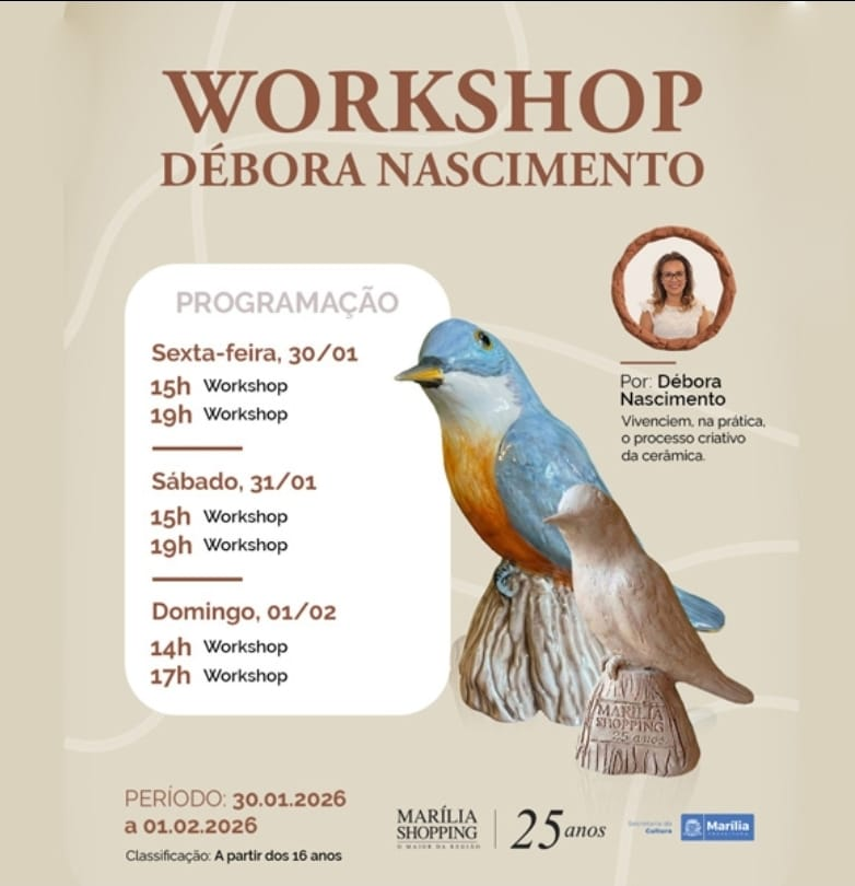 Marília Shopping amplia experiência da mostra “Contemplação desde a Matéria” com workshop imersivo de cerâmica. Atividade é gratuita a partir de hoje. Se inscreva aqui
