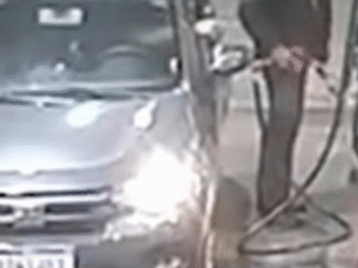 Dupla é flagrada por câmeras de segurança de posto comprando gasolina para queimar motorista de APP; VEJA VÍDEO
