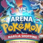 Arena Pokémon promove torneio e encontro de troca de cards no Marília Shopping. Evento gratuito tem competição oficial e até premiação especial. Saiba como participar
