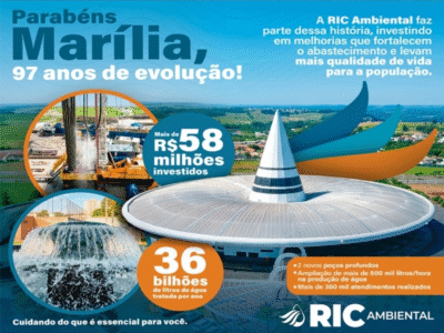 RIC Ambiental celebra mês de aniversário de Marília com R$ 58 milhões de investimentos, inovação, avanços no saneamento e amplia capacidade de abastecimento na cidade