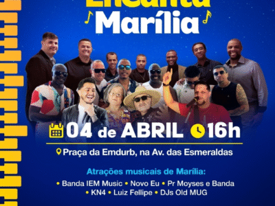 Marília, 97 anos: Projeto EnCanta acontece na Praça da Emdurb no sábado à tarde. As apresentações vão do gospel ao pagode. Veja programação completa