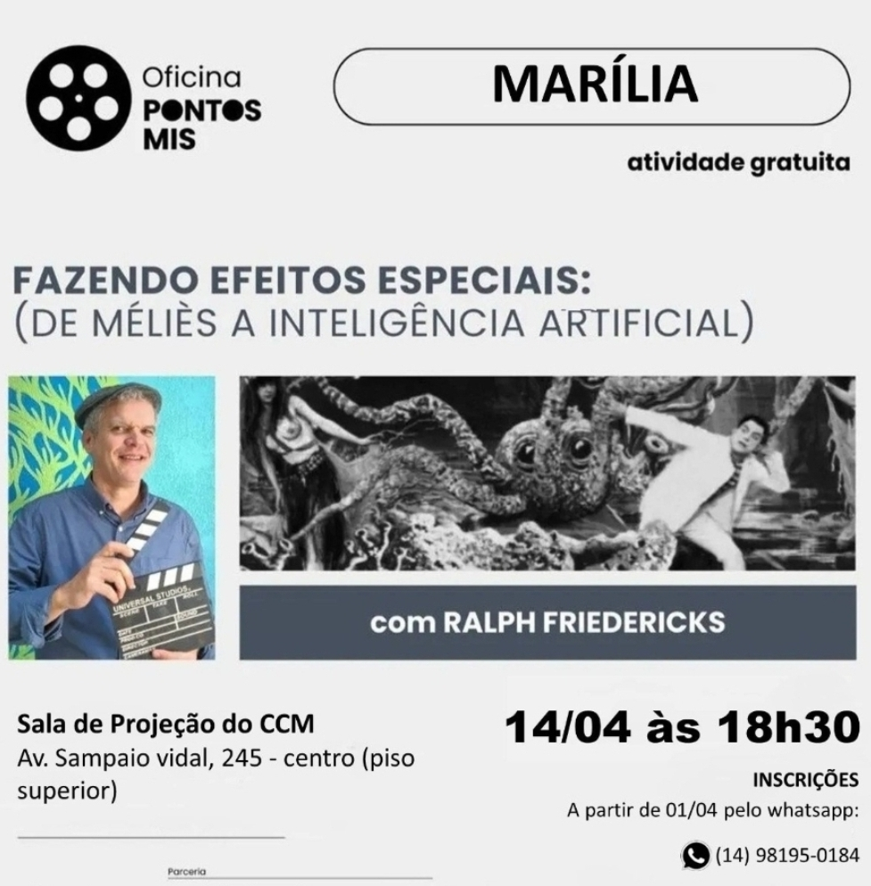 No momento, você está visualizando Última Chamada: restam poucas vagas para as inscrições para a Oficina do Pontos MIS “Fazendo Efeitos Especiais (de Méliès à Inteligência Artificial)