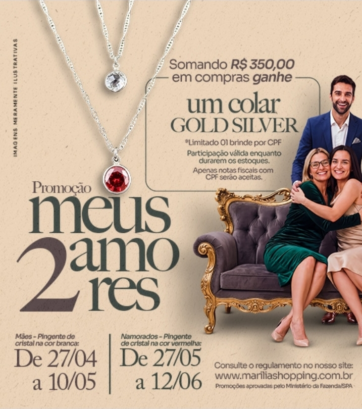 No momento, você está visualizando Marília Shopping celebra o Dia das Mães e Namorados com a campanha “Meus Dois Amores”. Ação promocional convida o público a valorizar diferentes formas de amor com prêmios