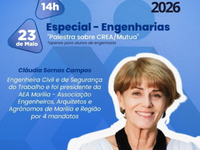 Unimar recebe hoje, sábado, palestra da Mútua, órgão ligada ao CREA, para aproximar acadêmicos de Engenharia do mercado profissional. Não perca!