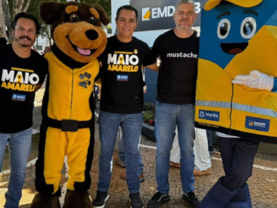 Abertura do Maio Amarelo destaca ações educativas de trânsito em Marília. Emdurb apresentou novo mascote e lançou projeto Agente de Trânsito Mirim na rede municipal