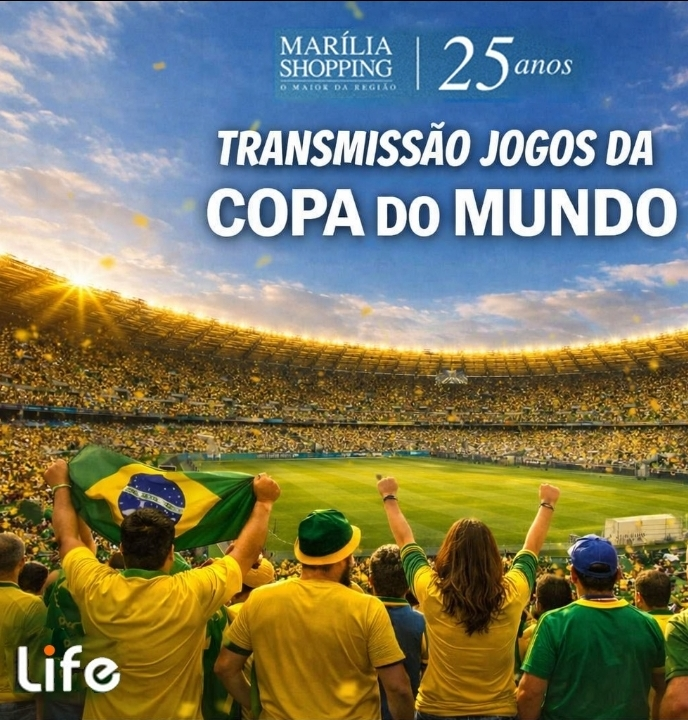 No momento, você está visualizando Marília Shopping terá super telão durante a Copa. Em parceria com a Life, transmissões serão gratuitas com ações interativas e sorteios especiais. Veja tudo