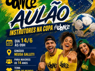 Aulão da escola Fit Dance Marília acontece neste domingo. Evento solidário será no ginásio de esporte com tema da Copa do Mundo. E solidário. Participe