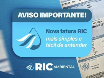 Fatura mais clara, atendimento mais ágil! RIC Ambiental reformulou o modelo da fatura para tornar a leitura mais simples, intuitiva e fácil. Confira !