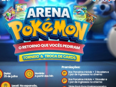 Arena Pokémon leva competição e diversão ao Marília Shopping. Evento gratuito reúne torneio oficial, espaço para troca de cards e muitas atrações