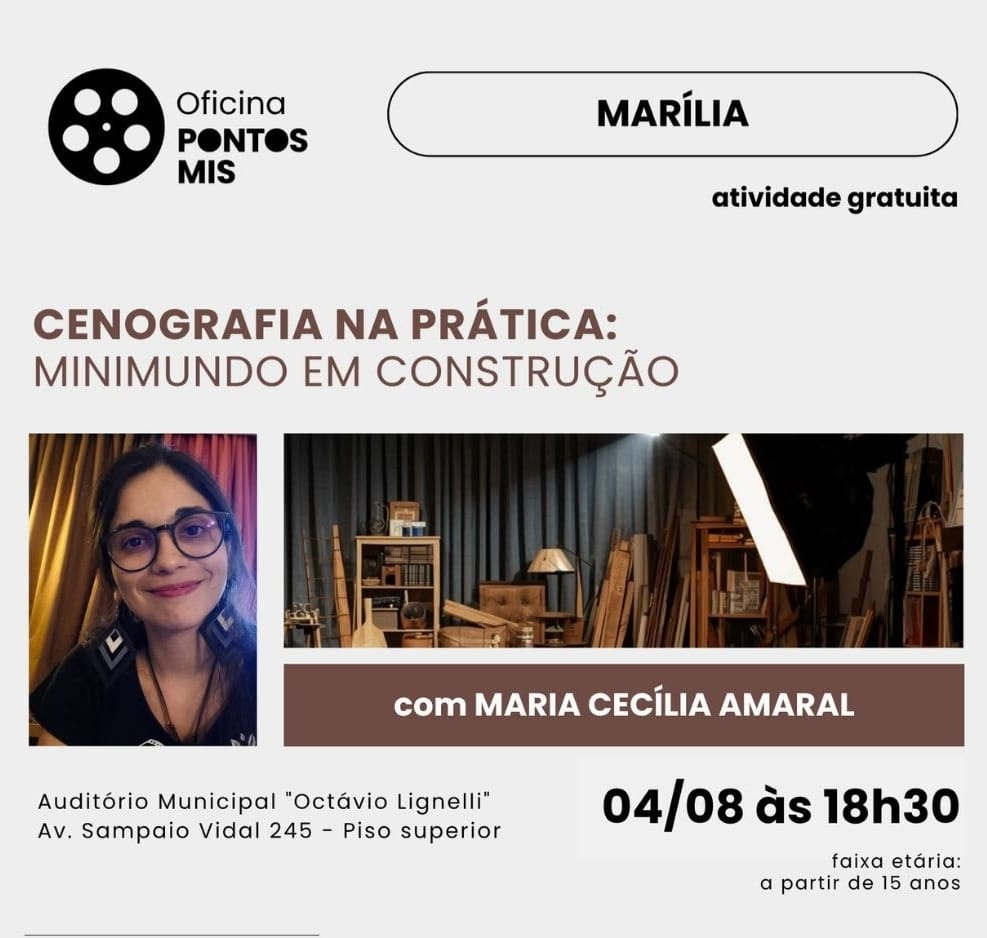 No momento, você está visualizando Aprenda cenografia na prática com oficina gratuita do Pontos MIS em Marília. Serão abordados exemplos aplicados em filmes, séries e novelas