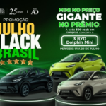 Julho Black Brasil 2026: Marília Shopping participa da campanha e sorteia carros elétricos BYD Dolphin Mini. A cada 300 reais em compras, concorra a 3 veículos em sorteios semanais