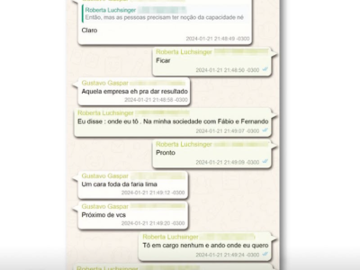 BOMBA: Diálogos de Roberta Luchsinger expõem articulações envolvendo Lulinha; veja os prints