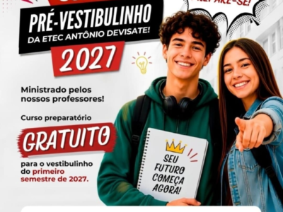 Etec Antônio Devisate oferece curso preparatório gratuito para o Vestibulinho, voltado aos interessados em ingressar na escola. Inscreva-se por aqui