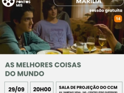 Cinema Pontos MIS exibe“As Melhores Coisas doMundo” nesta terça-feiraem Marília. Filme abordadesafios da adolescência,bullyng e muito mais.Veja tudo