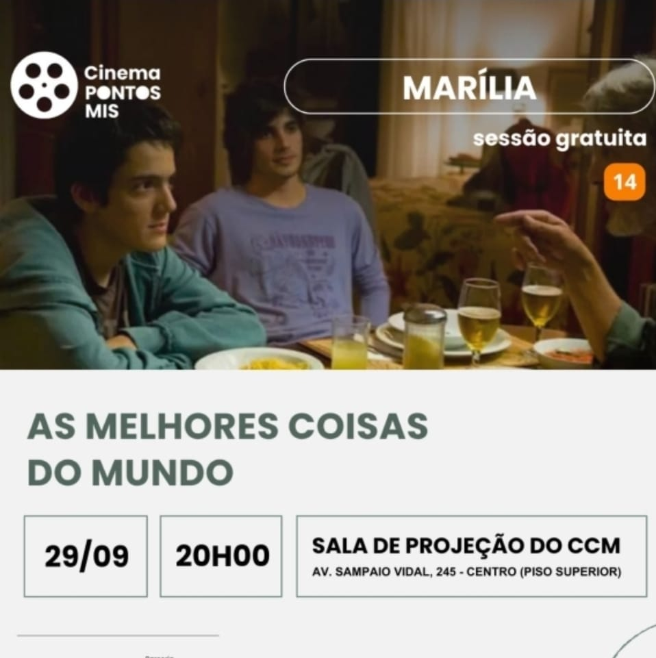 No momento, você está visualizando Cinema Pontos MIS exibe“As Melhores Coisas doMundo” nesta terça-feiraem Marília. Filme abordadesafios da adolescência,bullyng e muito mais.Veja tudo