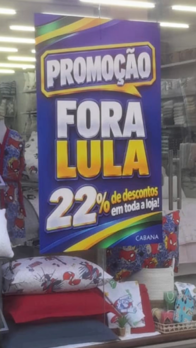 No momento, você está visualizando Loja lança promoção “Fora Lula” com 22% de desconto; VEJA VÍDEO