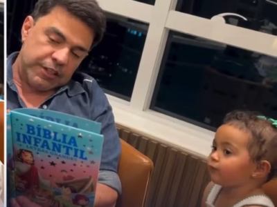 Zezé Di Camargo lê a Bíblia para a filha, explica passagem e reação da pequena encanta a web; VEJA VÍDEO