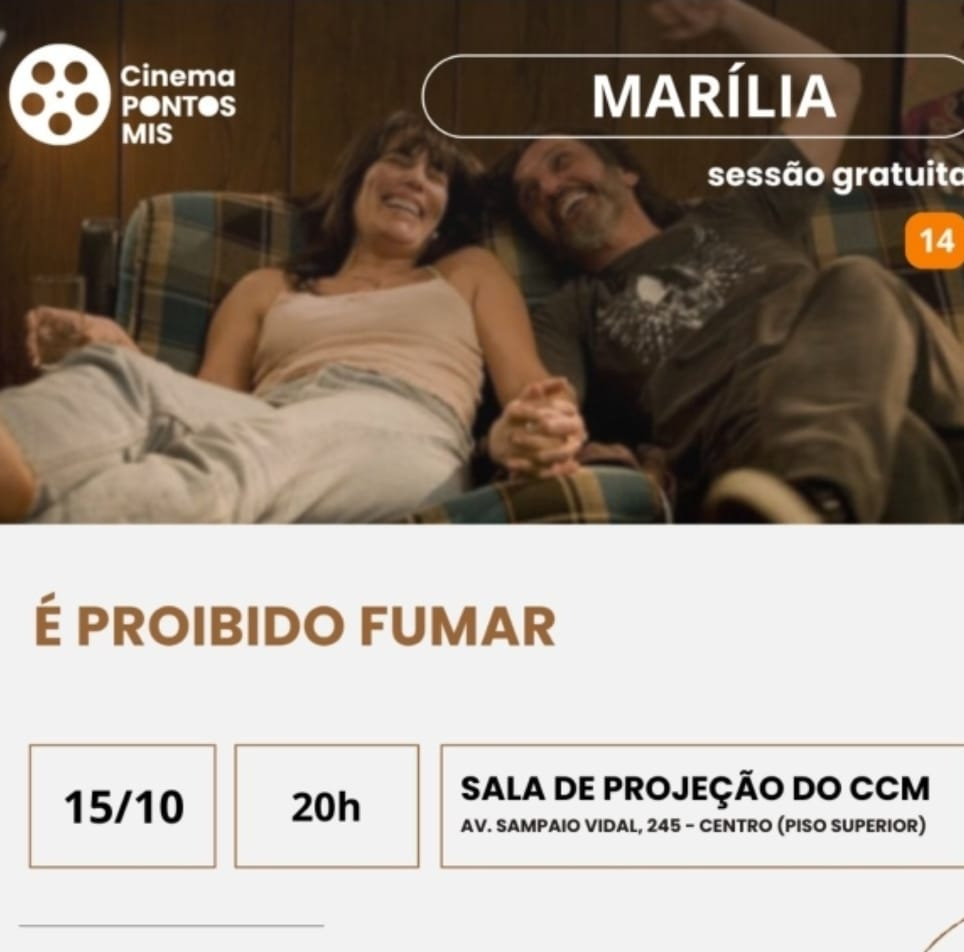 No momento, você está visualizando Marília tem exibição do filme “É Proibido Fumar” nesta quinta-feira pelo Cinema Pontos MIS. Sessão é gratuita e drama é dirigido por Anna Muyalert