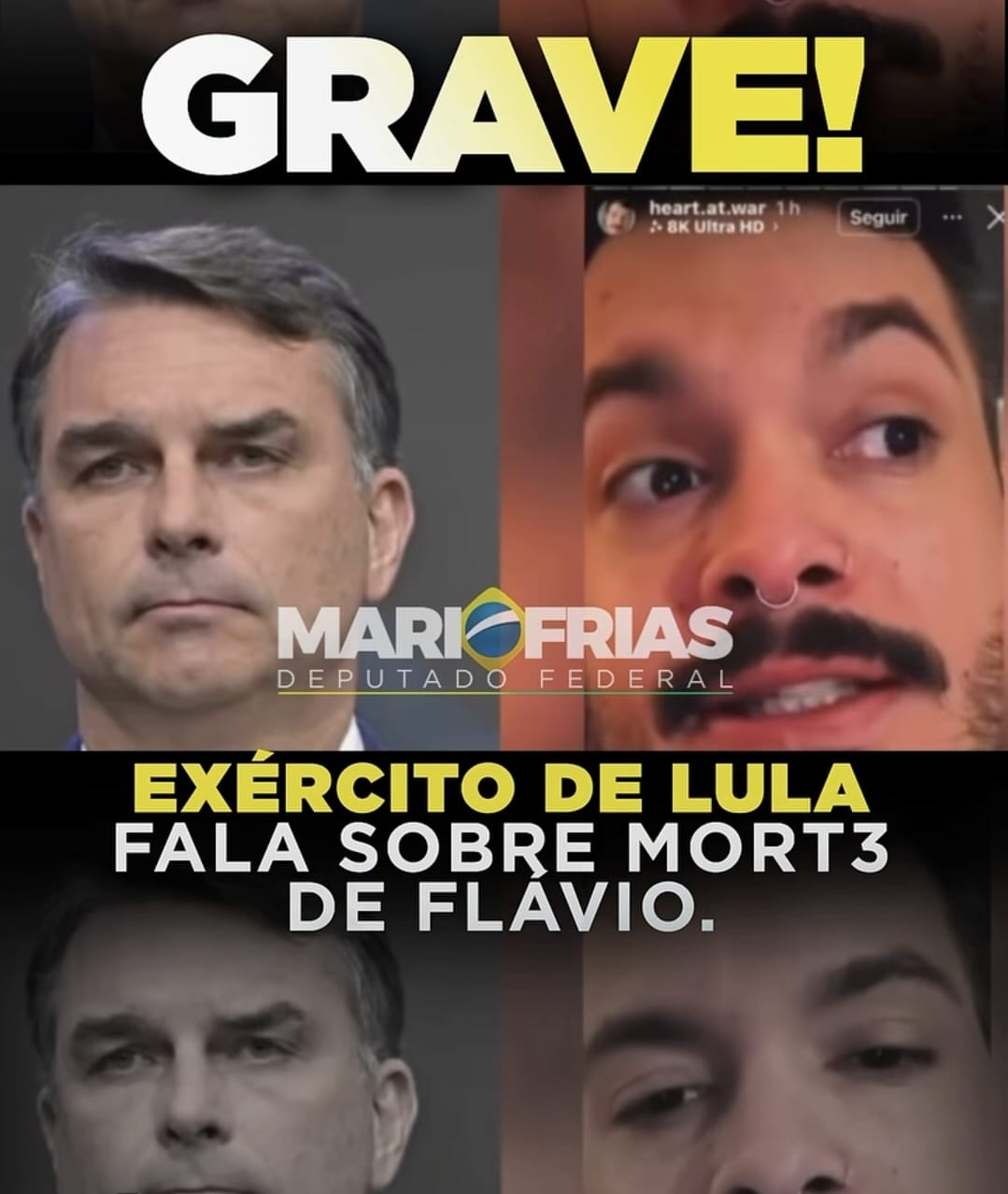 No momento, você está visualizando Gravíssimo: membro do canal Exército de Lula grava vídeo sobre a morte de Flávio. ” Gente morta não é eleita”, diz em um trecho. Assista!