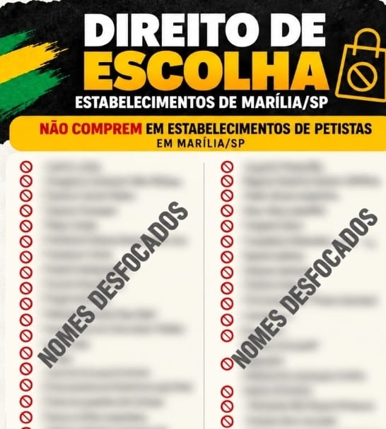 No momento, você está visualizando Campanha Virtual Ilegal: Associação Comercial pretende rastrear mensagens eletrônicas de listas que trazem estabelecimentos “definidos” com identificação ideológica e para que eleitores boicotem essas empresas